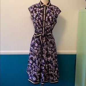 kate spade purple/black floral 50s housewife dress